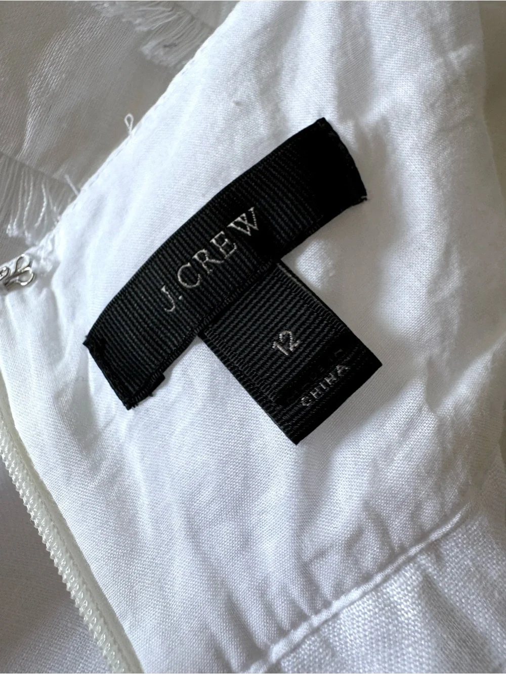 J. Crew Linen White Fringe Trim Tank, size 12